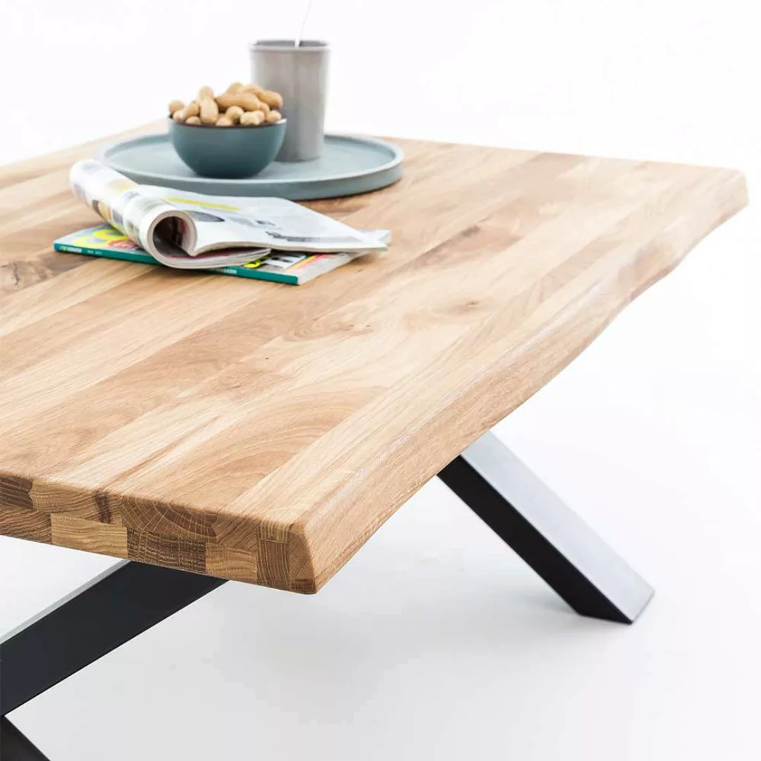 Sofa Tisch rustikal in Eiche und Schwarz X Gestell günstig online kaufen