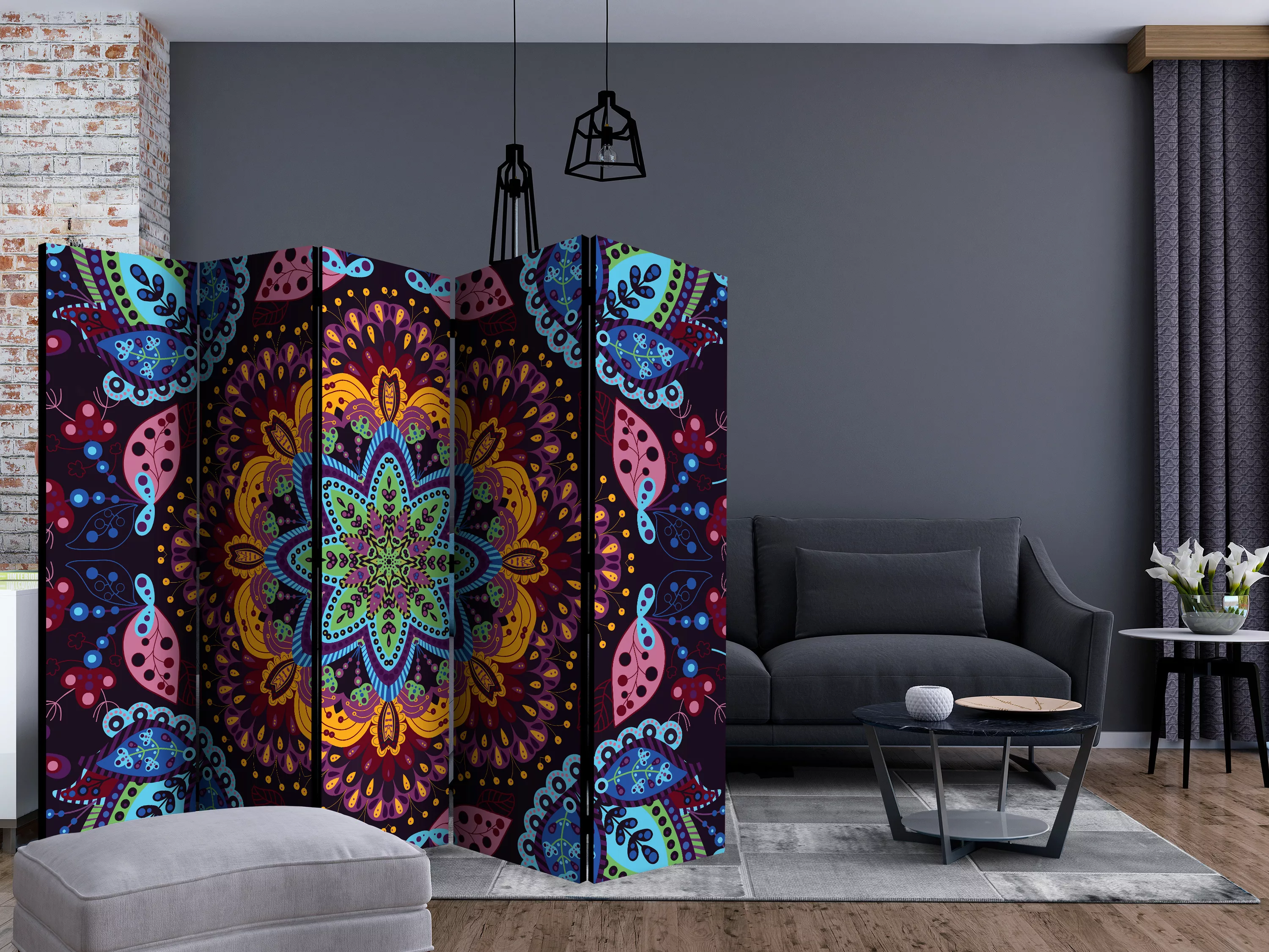 5-teiliges Paravent - Colourful Kaleidoscope Ii [room Dividers] günstig online kaufen