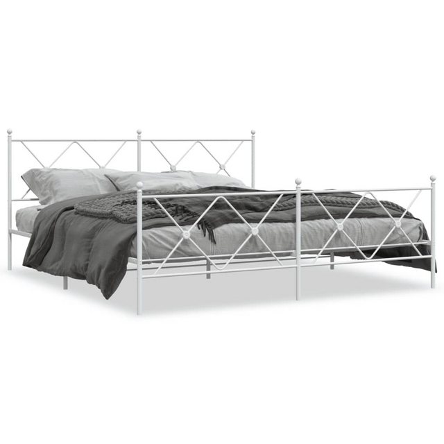vidaXL Bett Bettgestell mit Kopf- und Fußteil Metall Weiß 183x213 cm günstig online kaufen