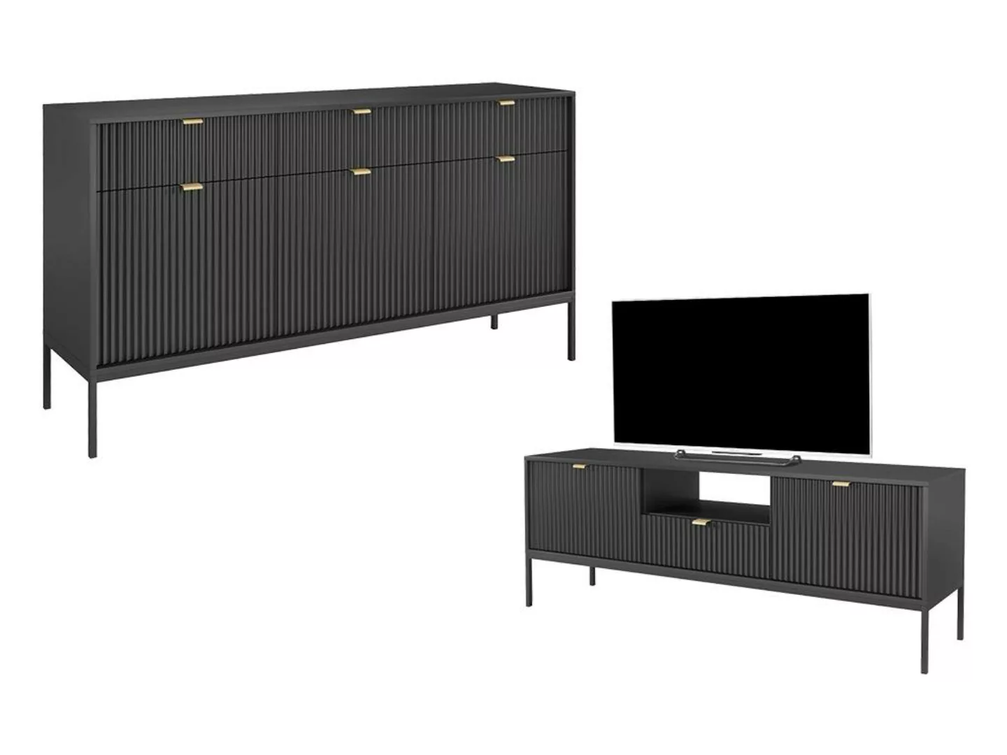 Sparset: Sideboard + TV-Möbel - Schwarz - LIOUBA günstig online kaufen
