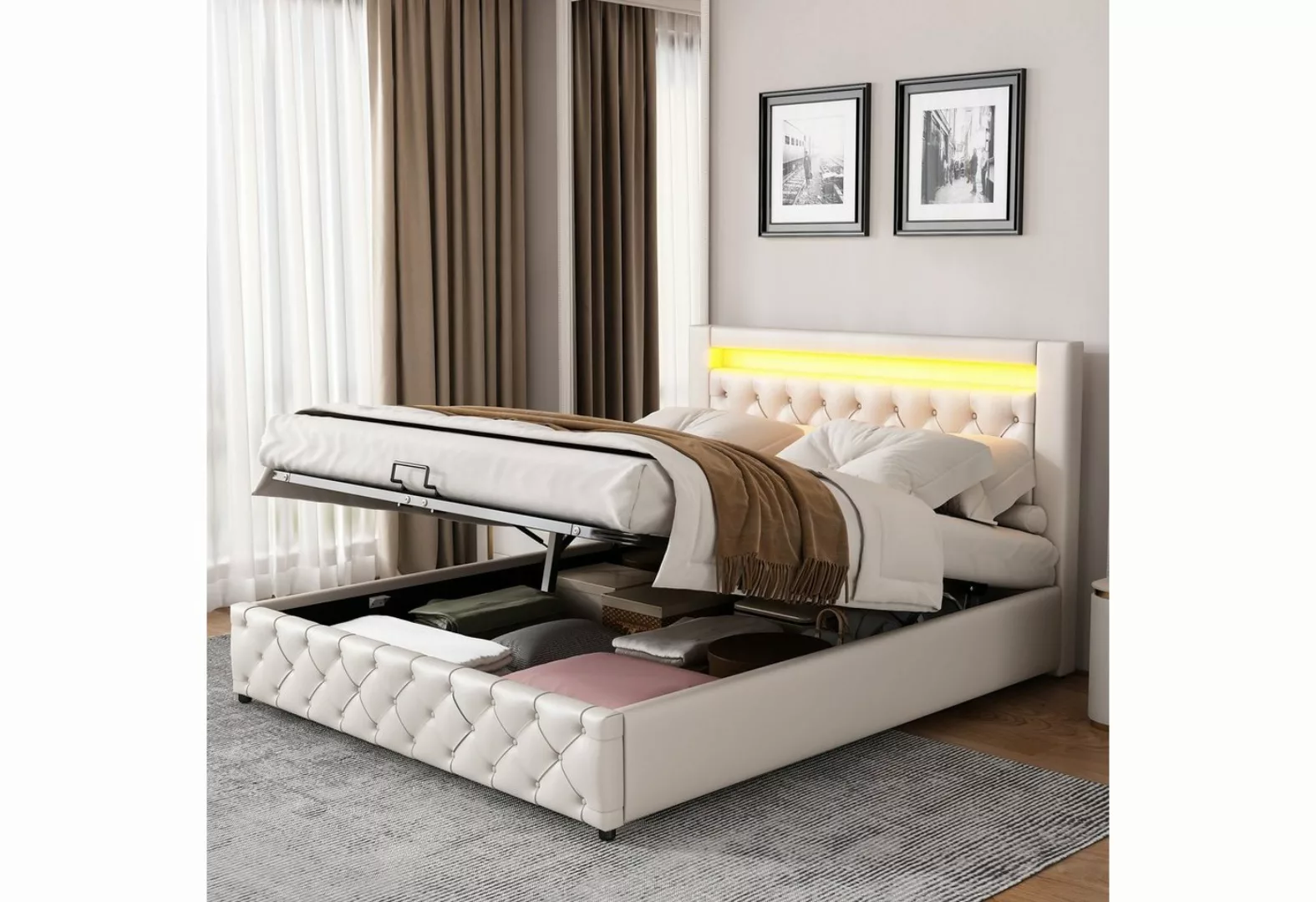 REDOM Polsterbett Polsterbett Doppelbett Stauraumbett Bett mit Lattenrost o günstig online kaufen