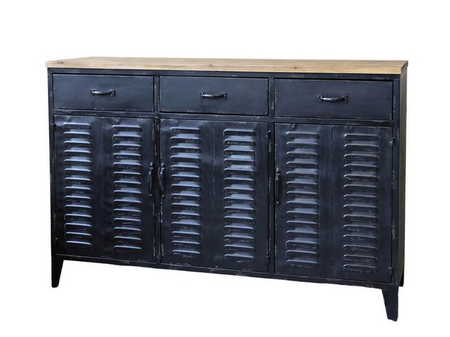 Chic Antique Stauraumschrank Factory Industrial Kommode Spind Metall 3 Schü günstig online kaufen