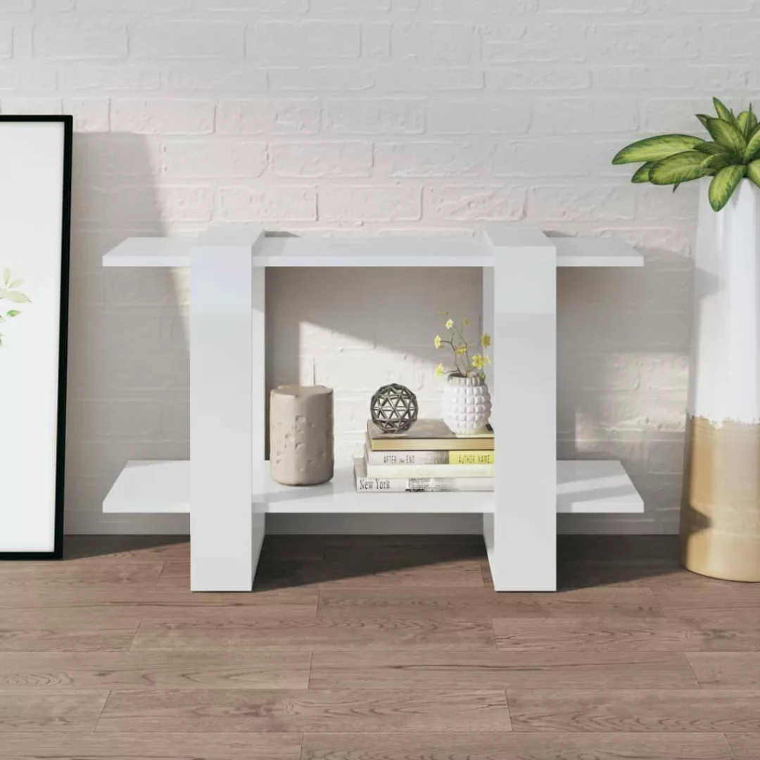 vidaXL Bücherregal Bücherregal/Raumteiler Hochglanz-Weiß 80x30x51 cm, günstig online kaufen