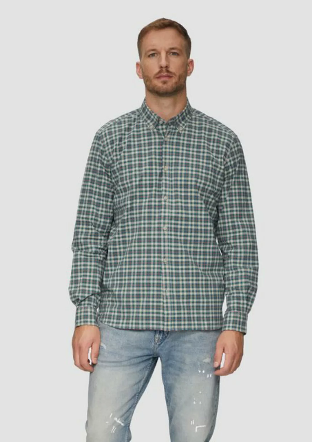 s.Oliver Langarmhemd Regular Fit: Hemd aus Baumwollstretch mit Button-Down- günstig online kaufen