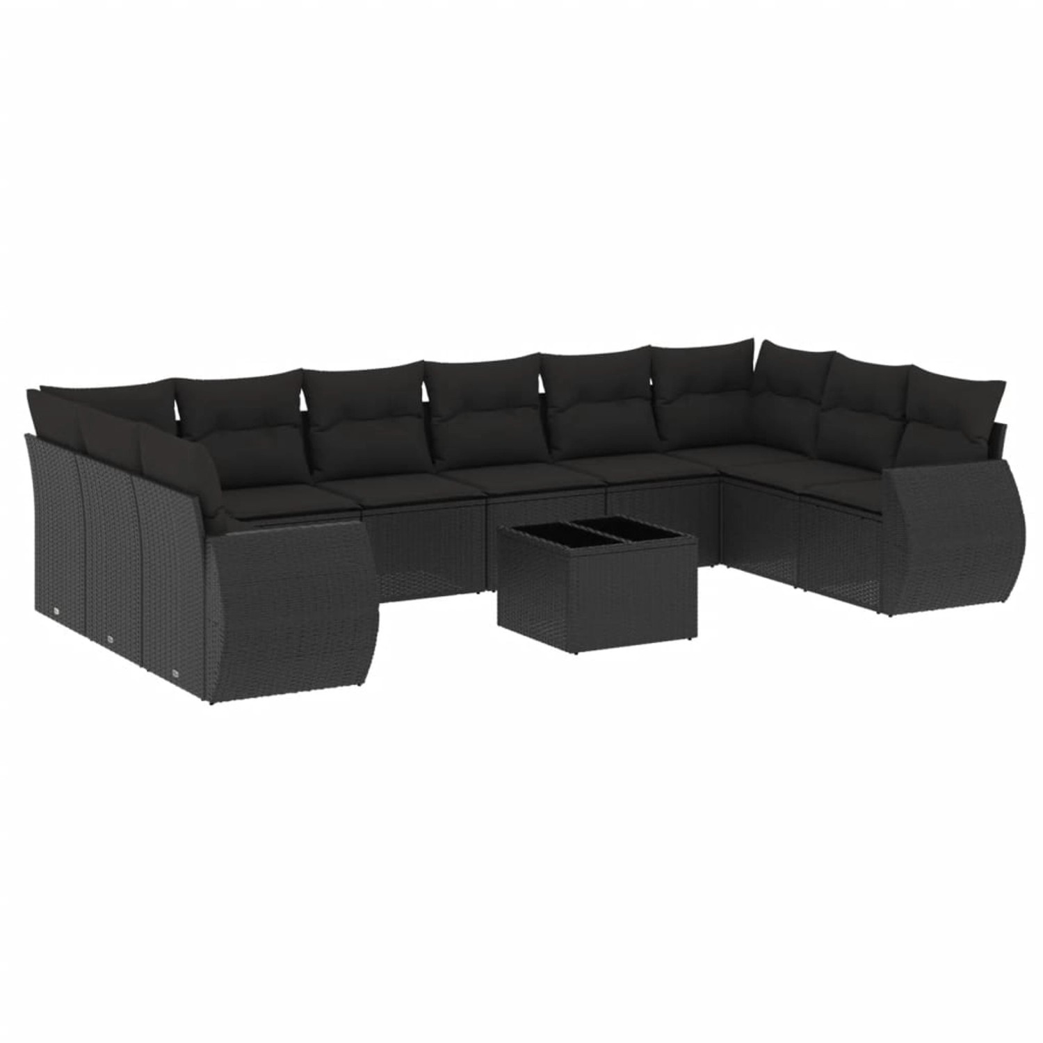 vidaXL 11-Tlg Garten-Sofagarnitur mit Kissen Schwarz Poly Rattan 3254212 günstig online kaufen