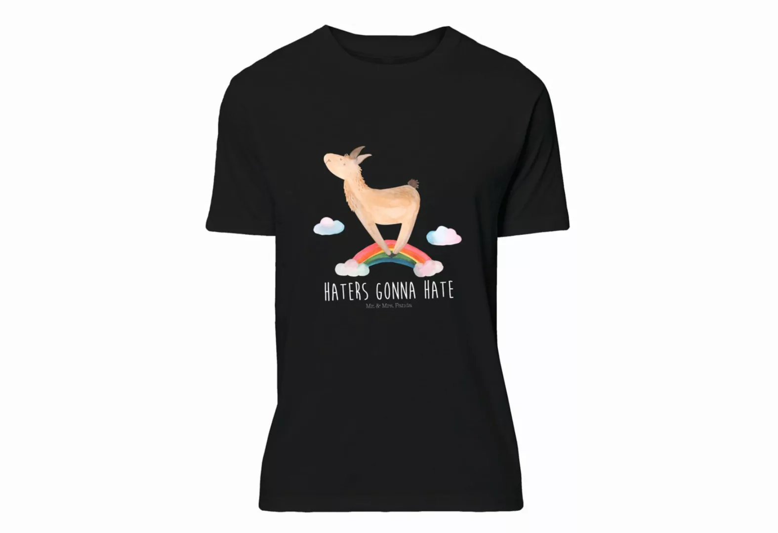 Mr. & Mrs. Panda T-Shirt Lama Regenbogen - Schwarz - Geschenk, Jubiläum, Ts günstig online kaufen