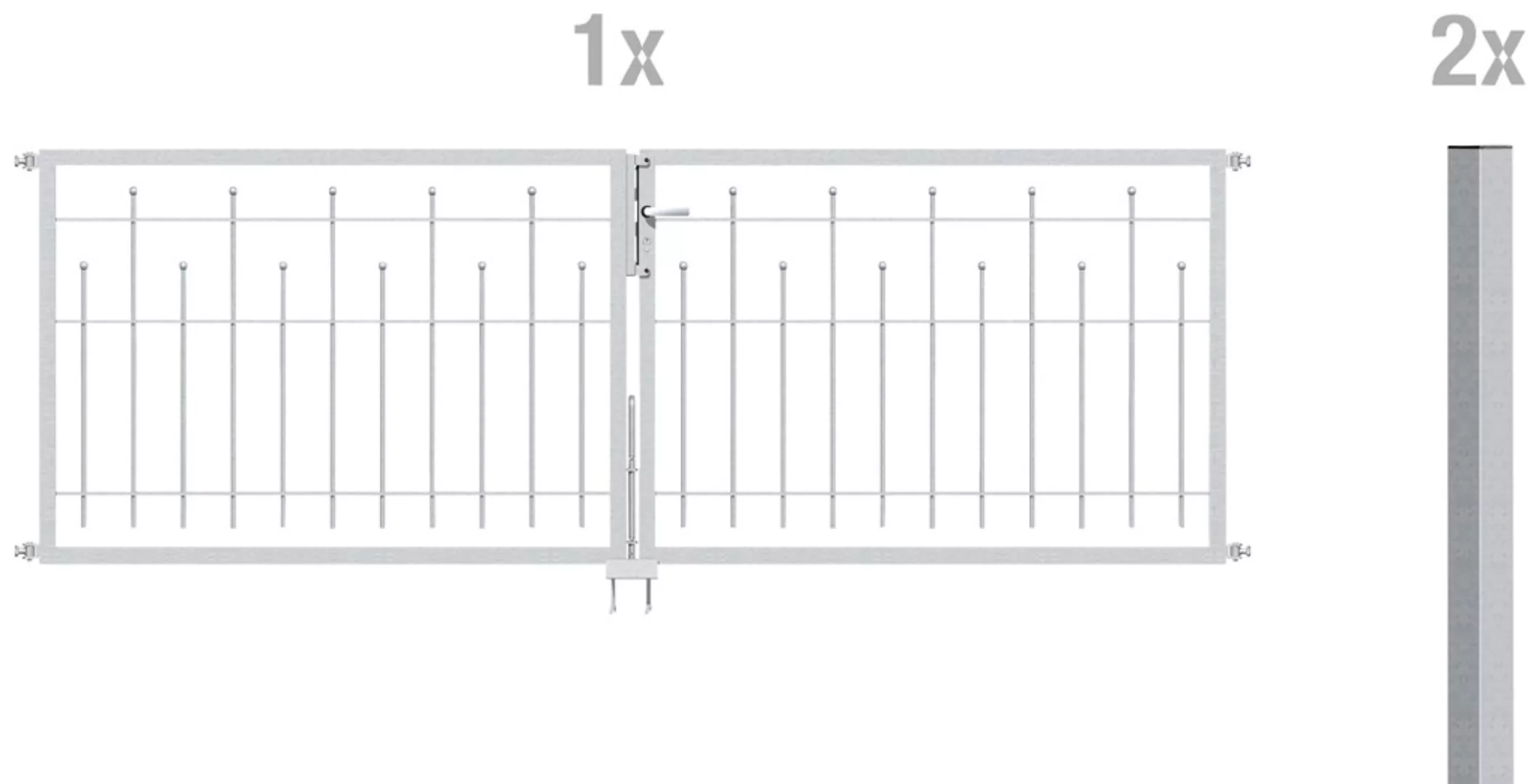 Metallzaun Doppeltor-Set Madrid verzinkt z. Einbetonieren 100 cm x 300 cm günstig online kaufen