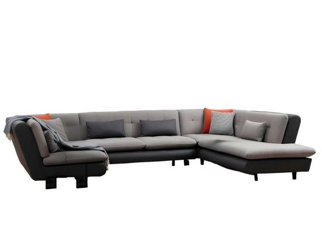 JVmoebel Ecksofa Ecksofa U-Form Wohnzimmer Textil Material mit Kissen Moder günstig online kaufen