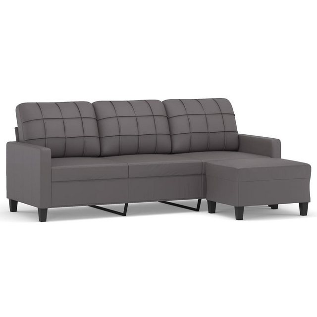 vidaXL Sofa 3-Sitzer-Sofa mit Hocker Grau 180 cm Kunstleder Couch günstig online kaufen