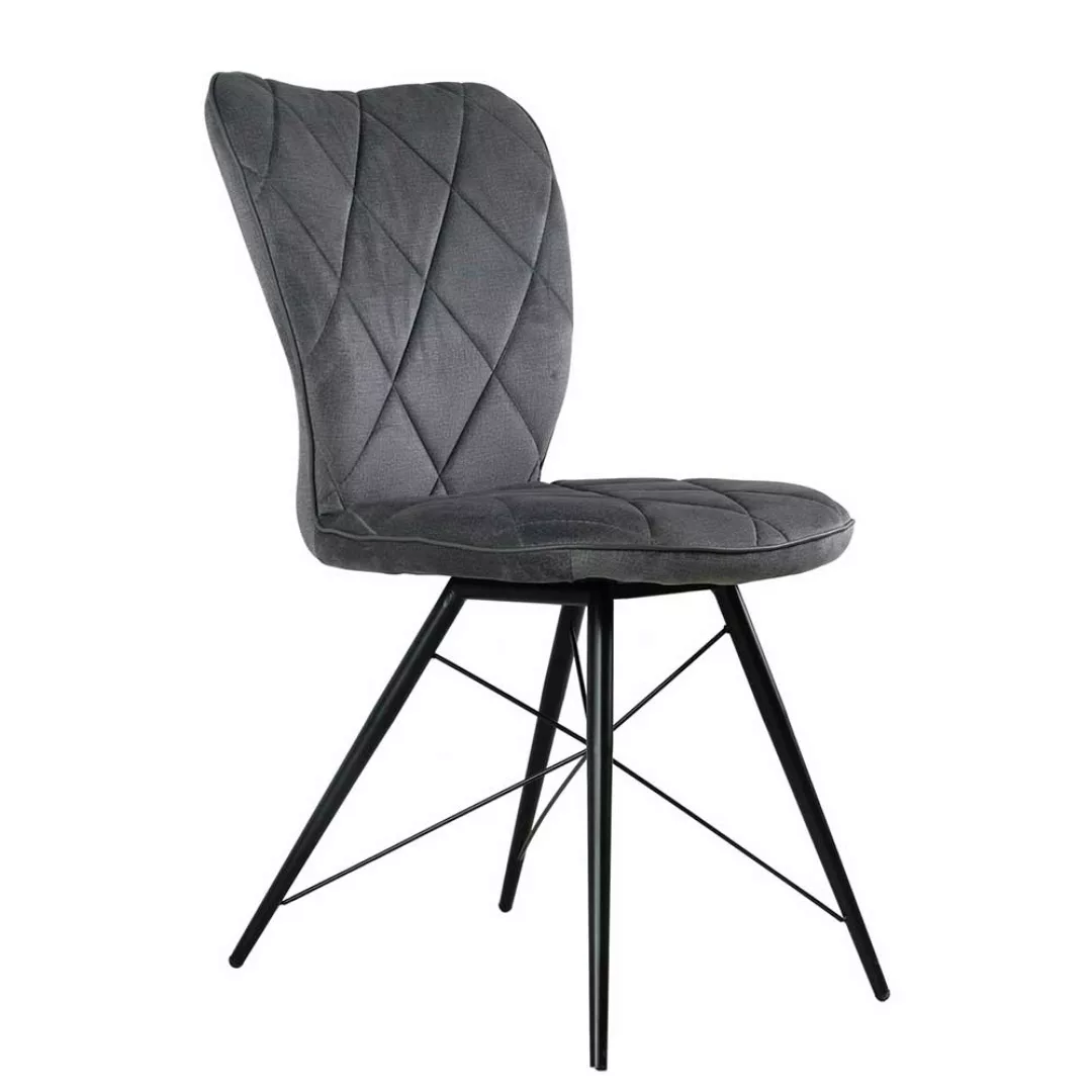 Moderne Stühle Grau aus Webstoff Gestell aus Metall (2er Set) günstig online kaufen
