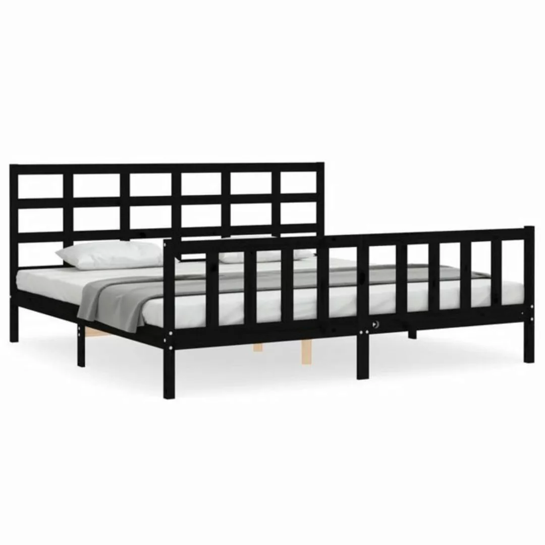 furnicato Bett Massivholzbett mit Kopfteil Schwarz 180x200 cm günstig online kaufen