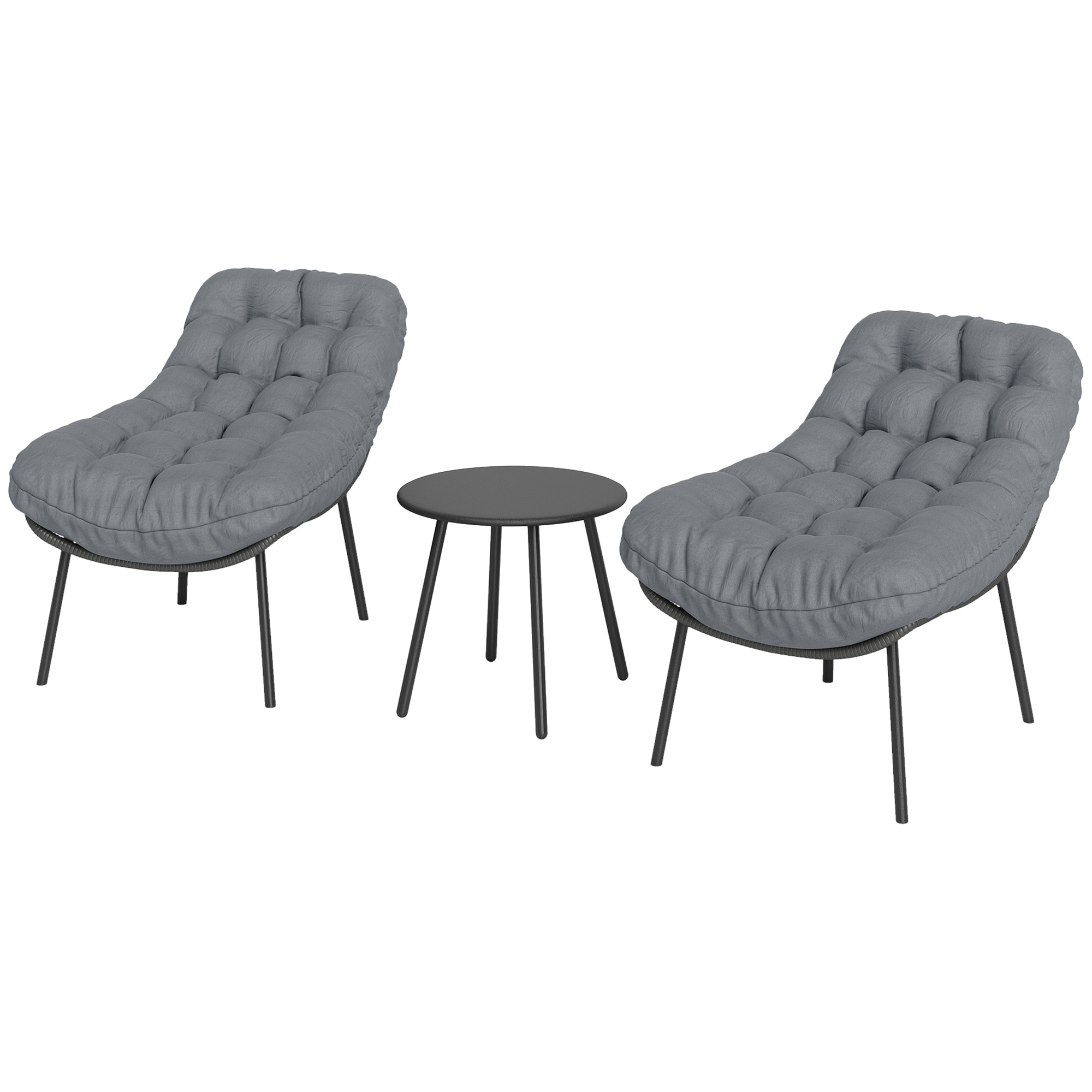 Outsunny Gartenmöbel-Set im Freien aus Polyrattan 2 Personen mit 15 cm dick günstig online kaufen