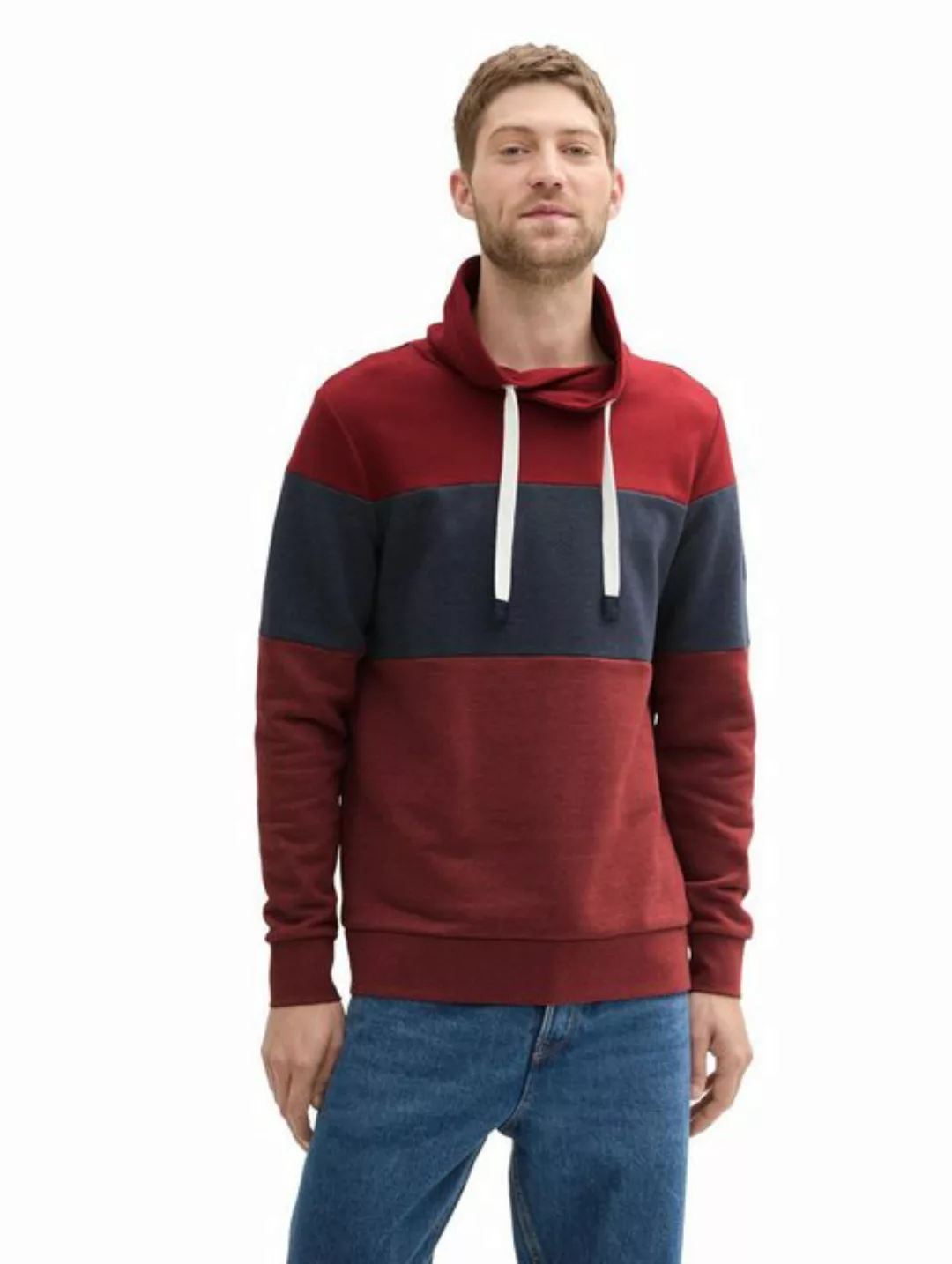 TOM TAILOR Sweatshirt snood with cutline, burgundy dark red melange günstig online kaufen