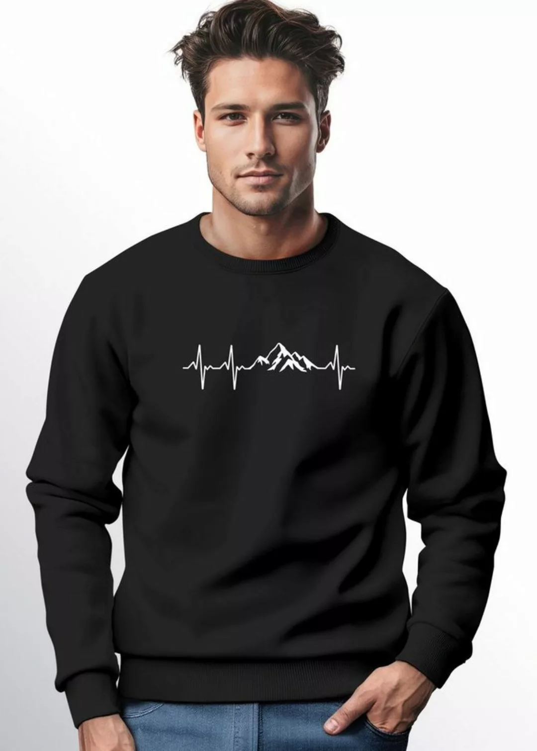 Neverless Sweatshirt Sweatshirt Herren Wandern Berge Herzschlag Outdoor Run günstig online kaufen