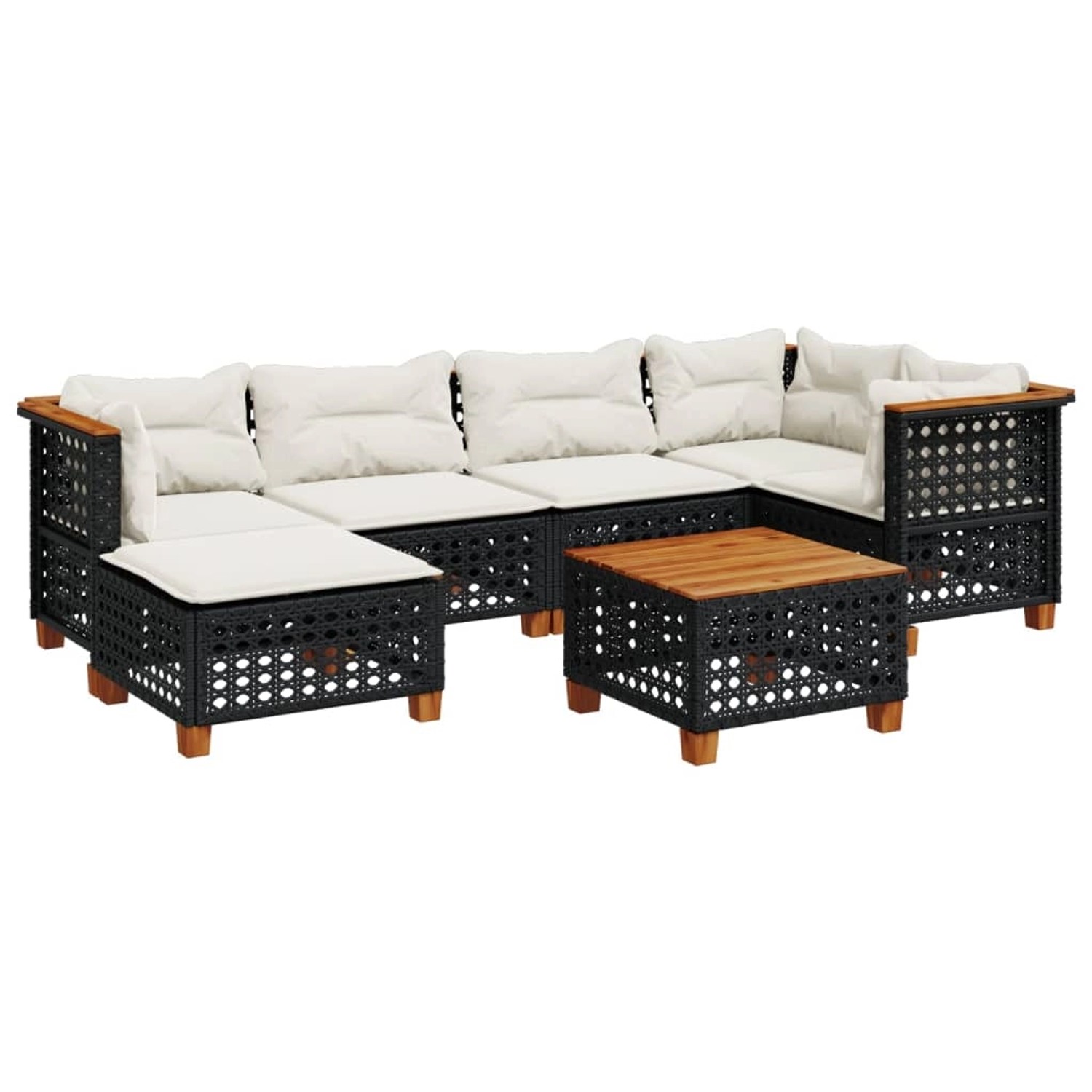 vidaXL 7-Tlg Garten-Sofagarnitur mit Kissen Schwarz Poly Rattan 3261920 günstig online kaufen