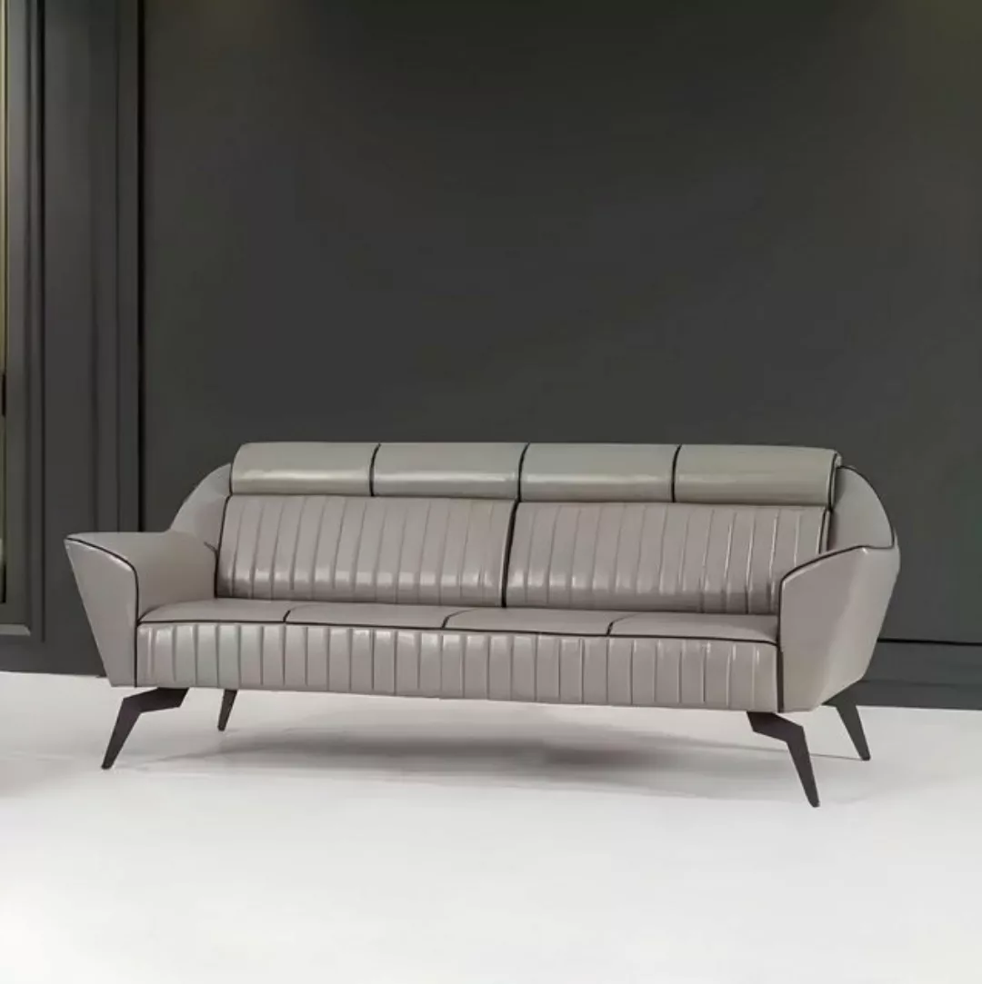 Xlmoebel Sofa Luxuriöses Arbeitszimmermöbel aus Holz mit grauem Leder für d günstig online kaufen