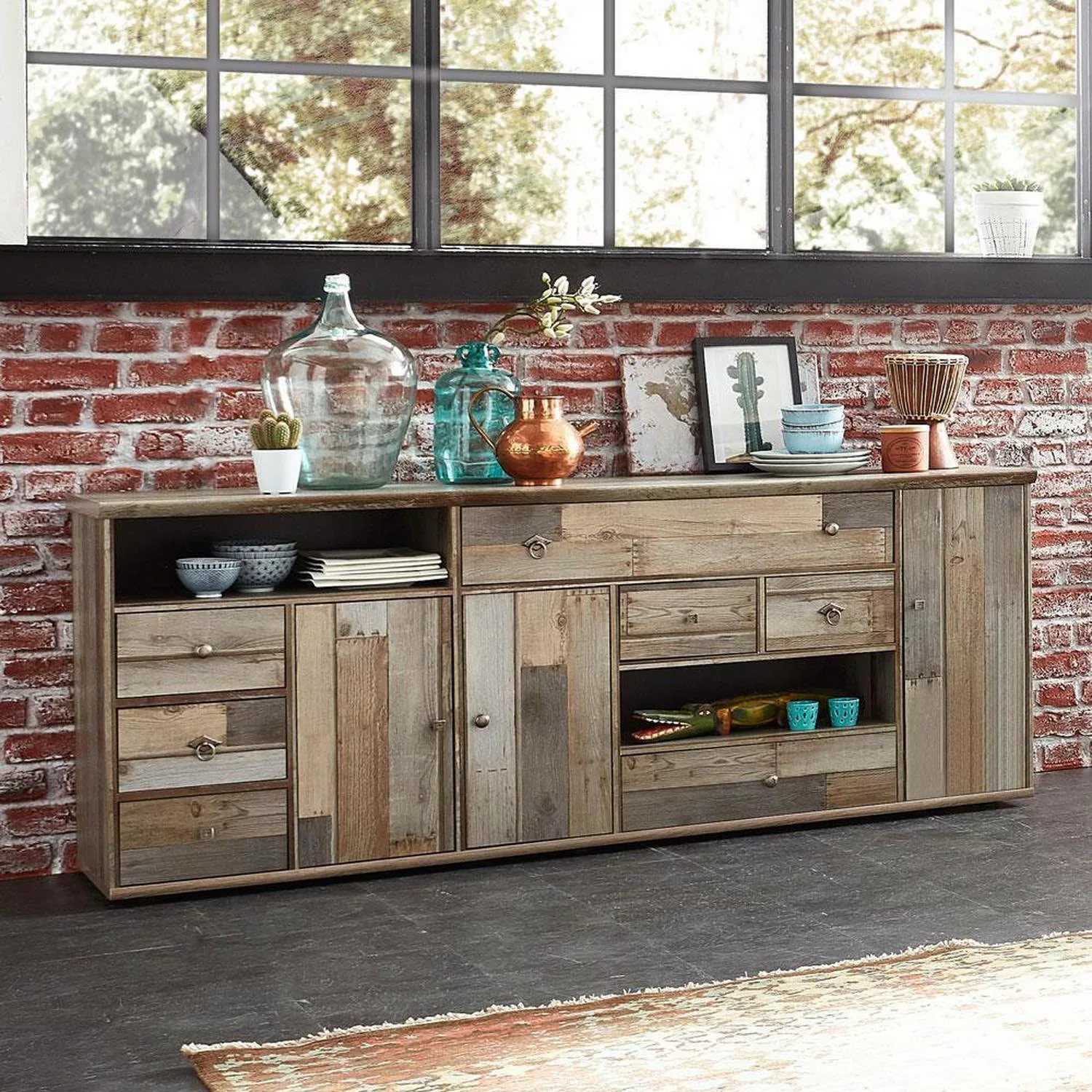 Sideboard Vintage Driftwood Braun BRANSON-36 B/H/T ca. 193/80/48 cm günstig online kaufen