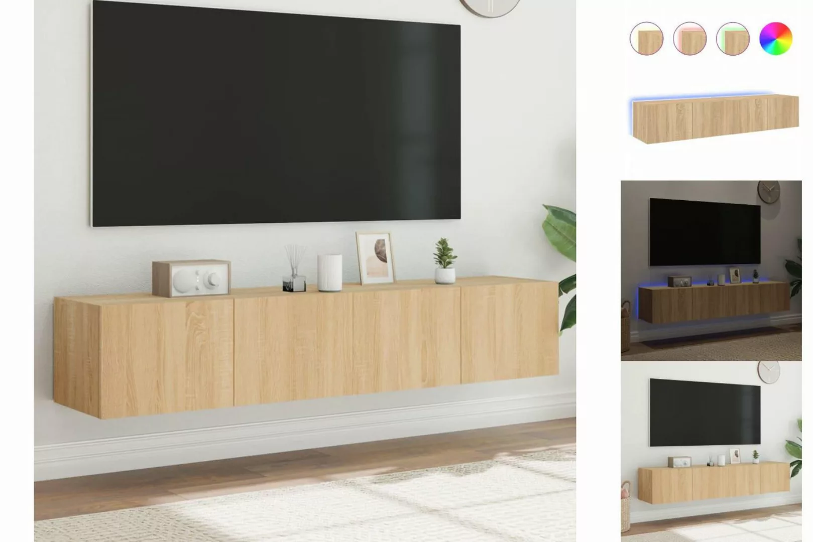 vidaXL TV-Schrank TV-Wandschränke mit LED-Leuchten 2 Stk Sonoma-Eiche 80x35 günstig online kaufen