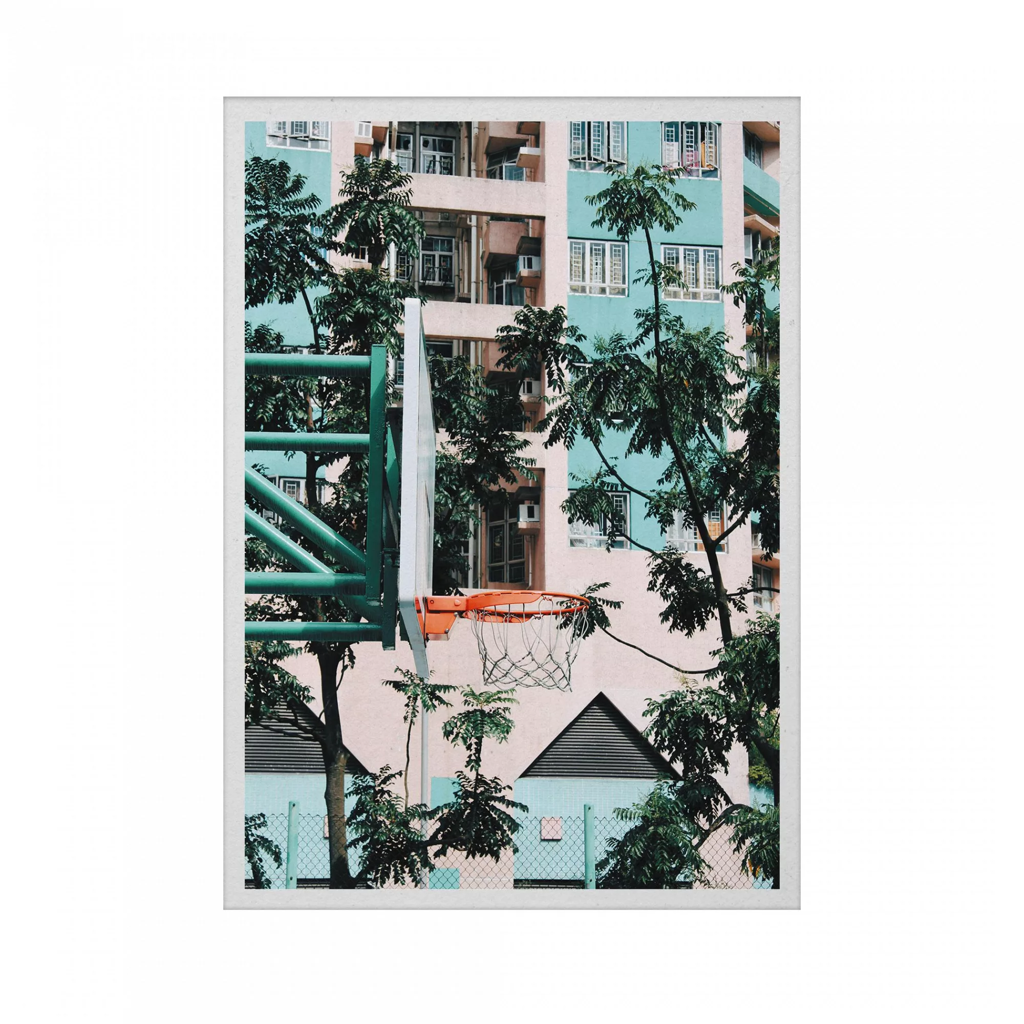 Paper Collective - Cities of Basketball 01 Kunstdruck 30x40cm - grün, blau, günstig online kaufen