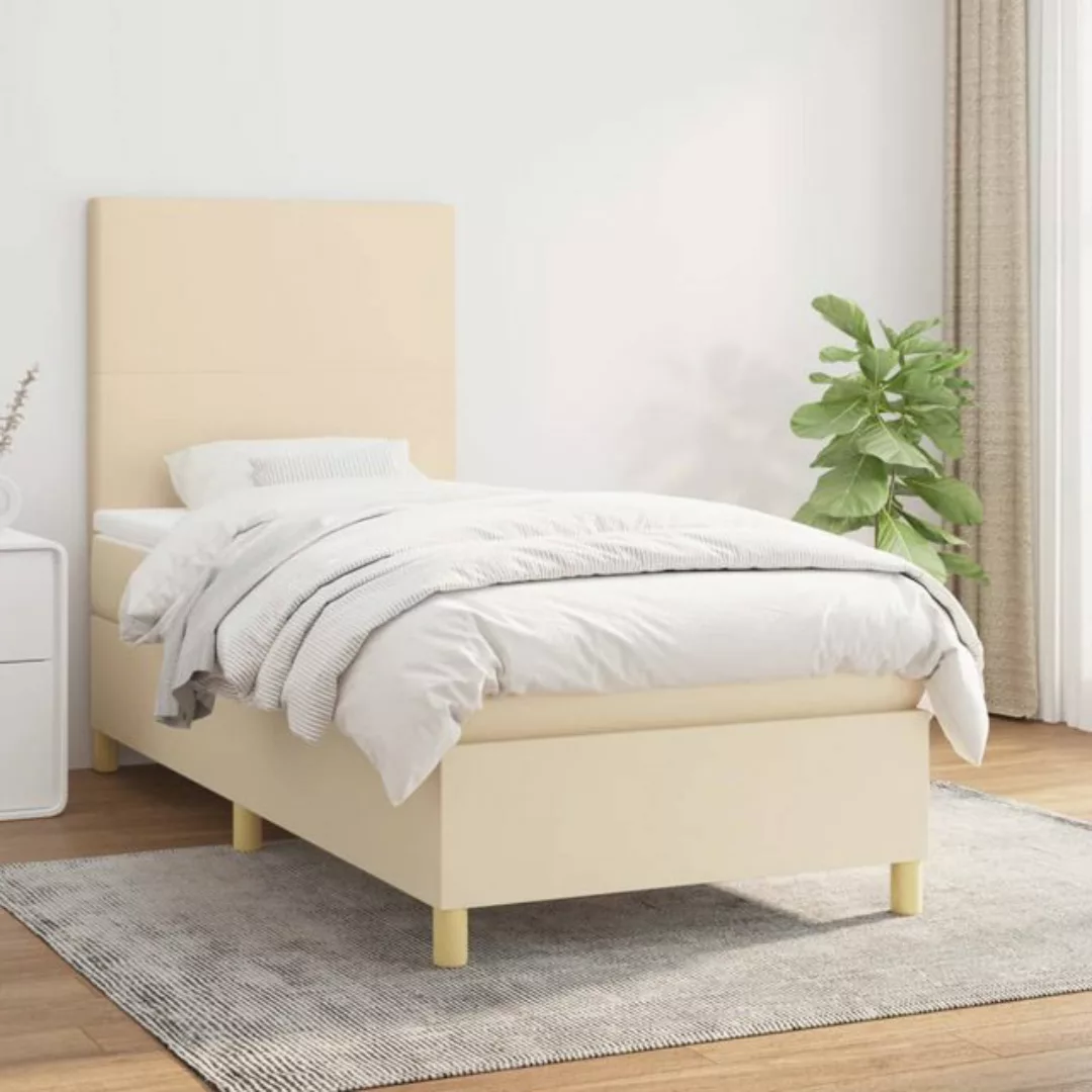 vidaXL Bett Boxspringbett mit Matratze Creme 80x200 cm Stoff günstig online kaufen