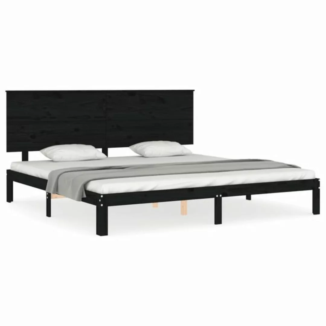 vidaXL Bett Massivholzbett mit Kopfteil Schwarz 200x200 cm günstig online kaufen