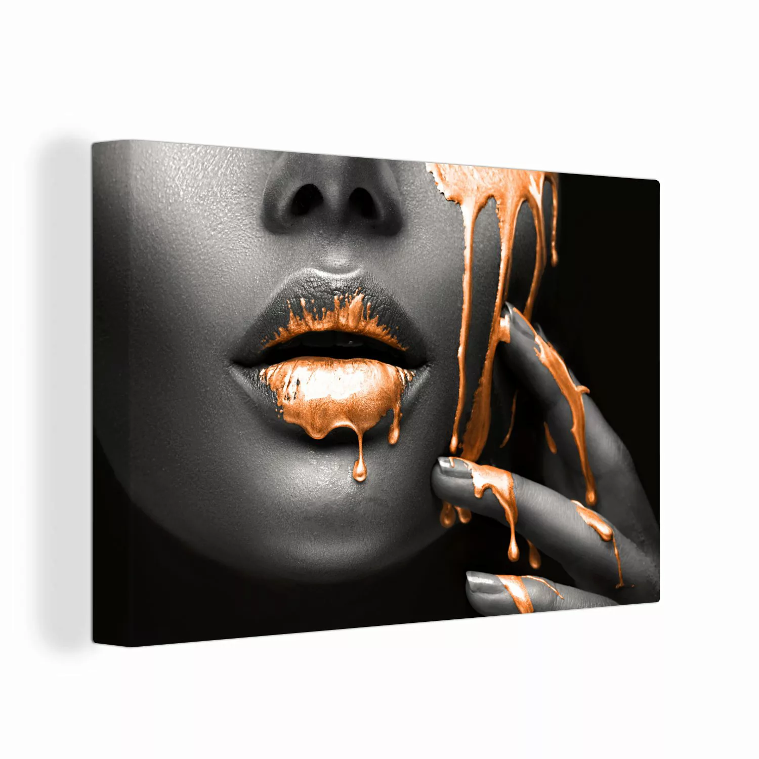 OneMillionCanvasses® Leinwandbild Lippen - Orange - günstig online kaufen