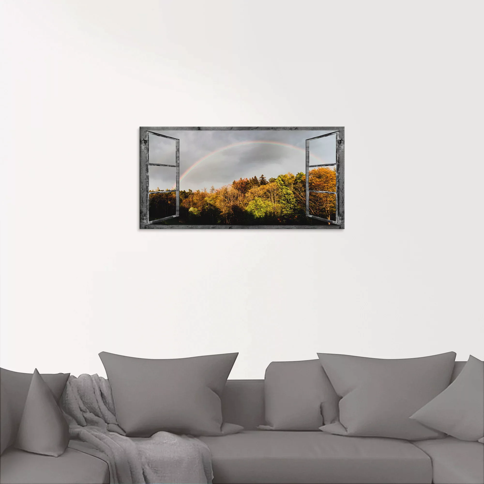 Artland Glasbild "Fensterblick - Regenbogen", Fensterblick, (1 St.), in ver günstig online kaufen