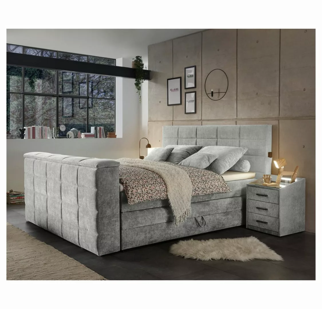 Lomadox Boxspringbett DURAZNO-09, 180x200cm, in schlamm, TV-Halterung, Bett günstig online kaufen