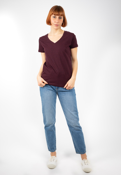 Damen T-shirt Mit V- Ausschnitt Aus 100% Biobaumwolle Gots günstig online kaufen