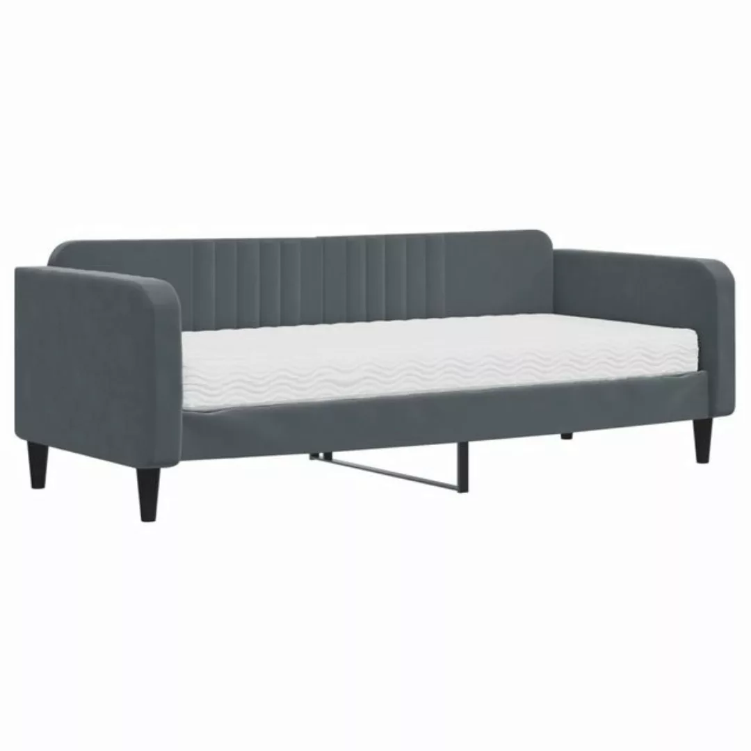 vidaXL Bett Tagesbett mit Matratze Dunkelgrau 90x200 cm Samt günstig online kaufen