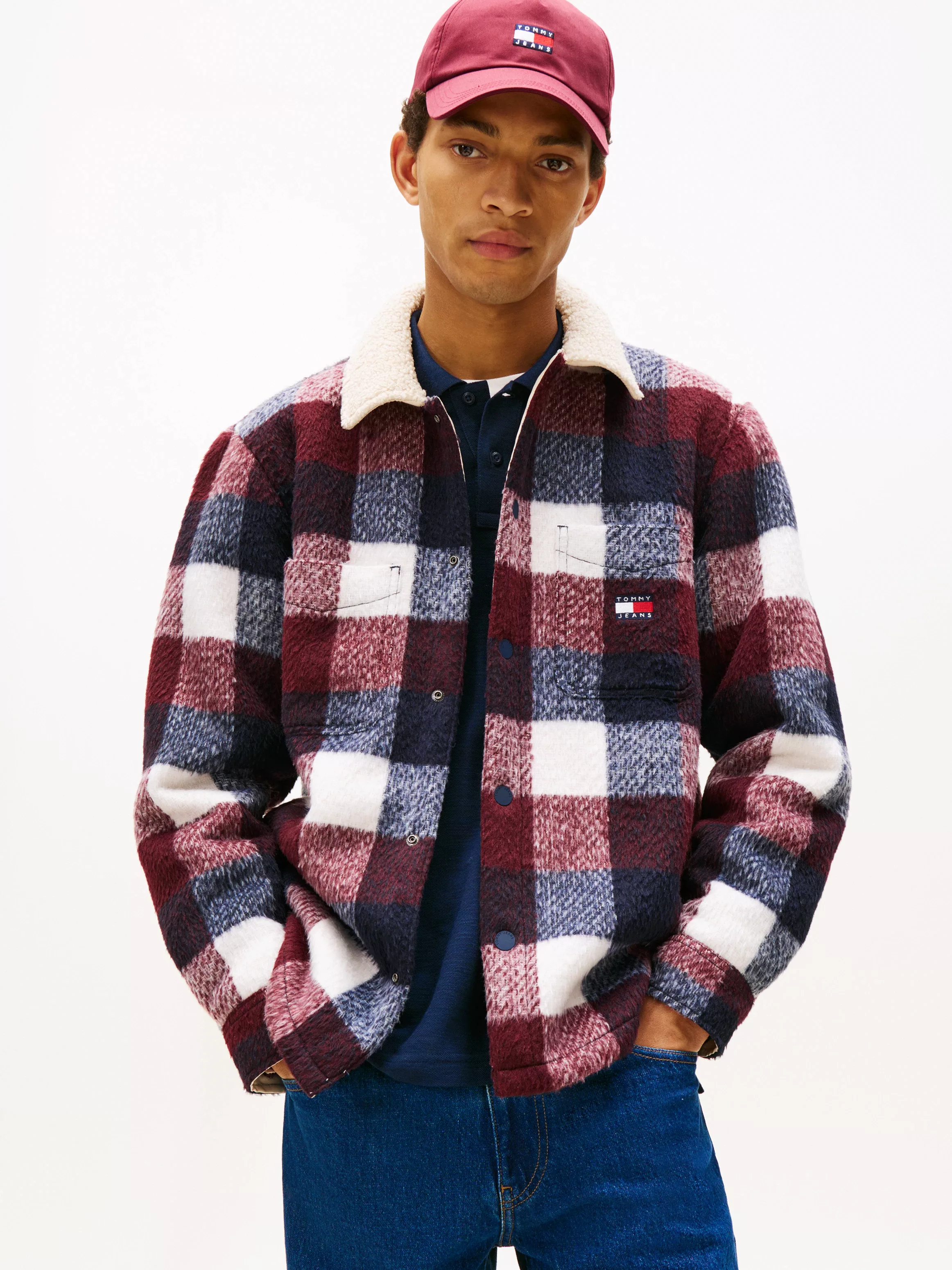 Tommy Jeans Karohemd "CHECK TEDDY OVERSHIRT", Regular fit mit Rundhalsaussc günstig online kaufen
