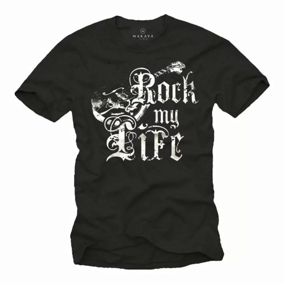 MAKAYA T-Shirt Herren Bandshirt Motiv Rock Gitarre Musik Band Geschenke Män günstig online kaufen