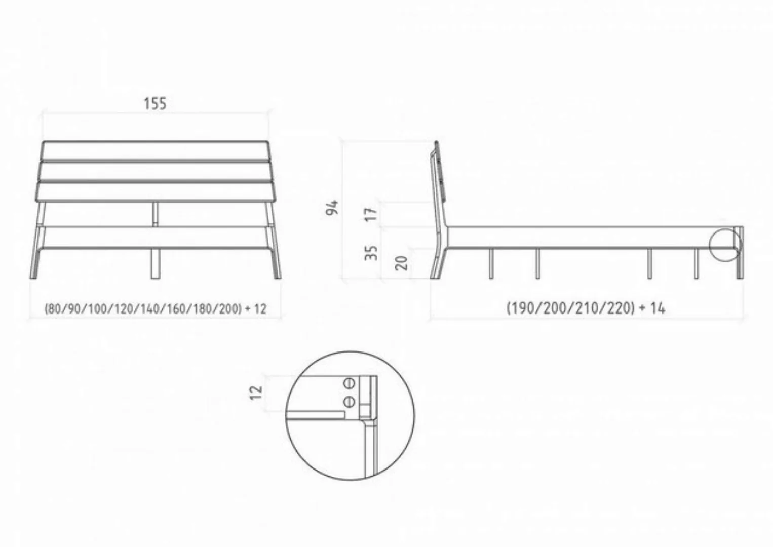 Natur24 Einzelbett Bett Swig 1 Sonderlänge 80x210 Kernbuche Holzkopfteil un günstig online kaufen