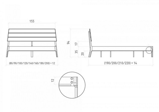 Natur24 Einzelbett Bett Swig 2 Sonderl. 100x220 Kernbuche Polsterkopfteil B günstig online kaufen