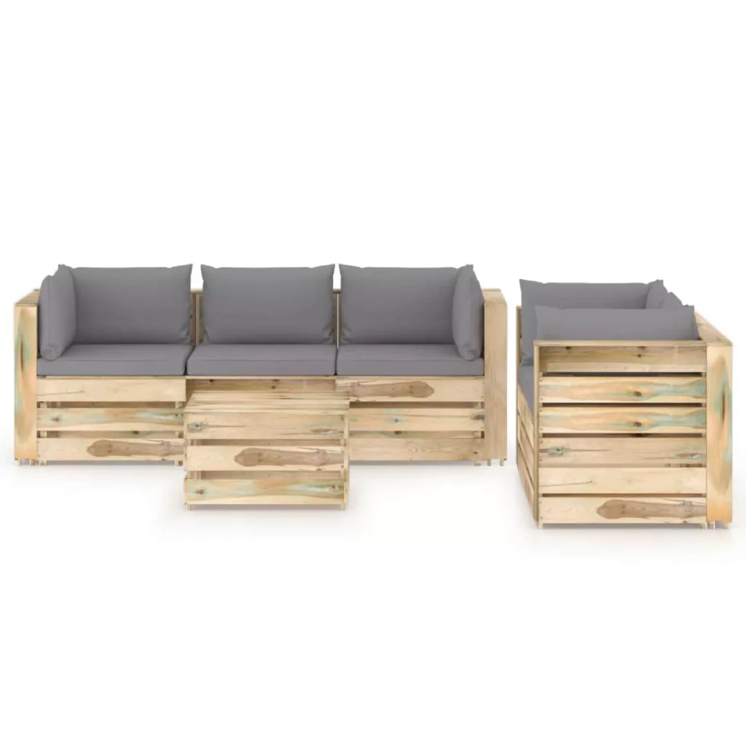 6-tlg. Garten-lounge-set Mit Kissen Grün Imprägniertes Holz günstig online kaufen