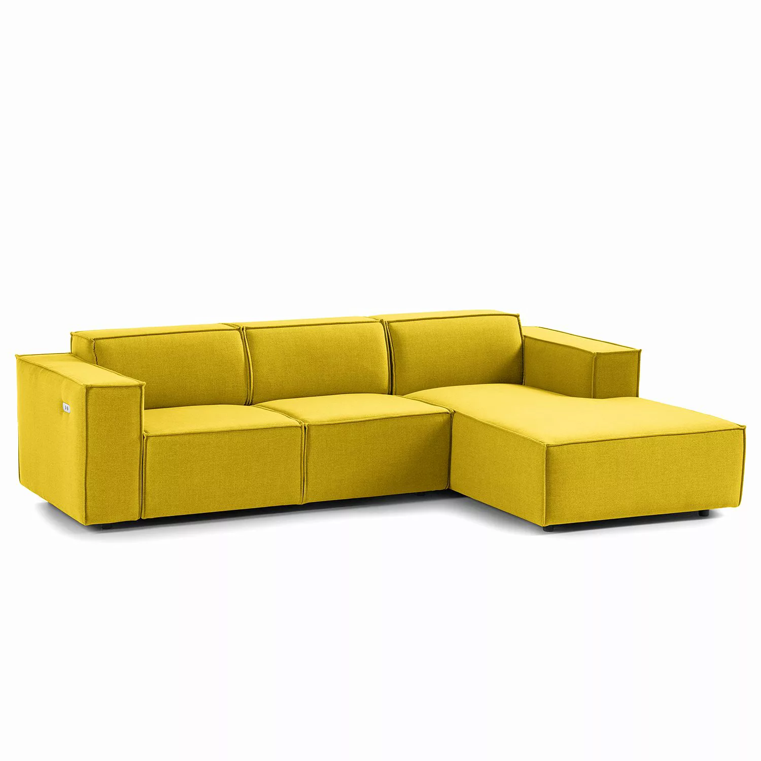 home24 Ecksofa Kinx I 2-Sitzer Gelb Webstoff 260x70x177 cm (BxHxT) Modern günstig online kaufen