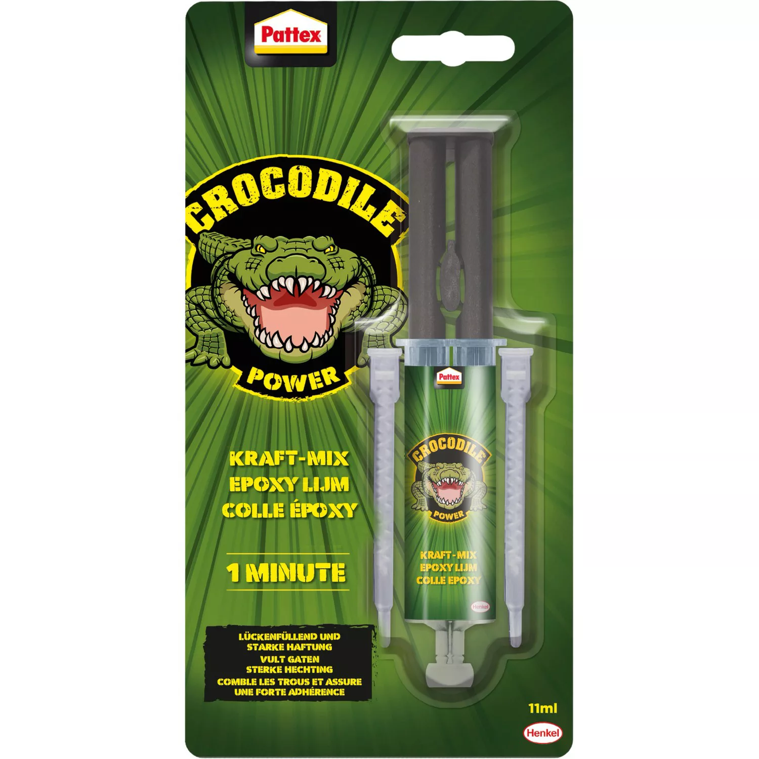 Pattex Epoxy Kleber Crocodile Power Kraft-Mix 11 ml Spritze Transparent günstig online kaufen