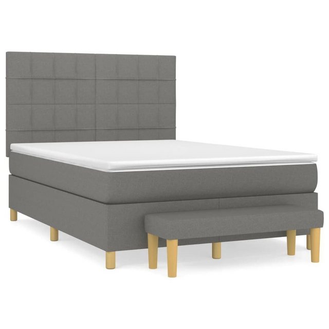 vidaXL Bettgestell Boxspringbett mit Matratze Dunkelgrau 140x200 cm Stoff B günstig online kaufen