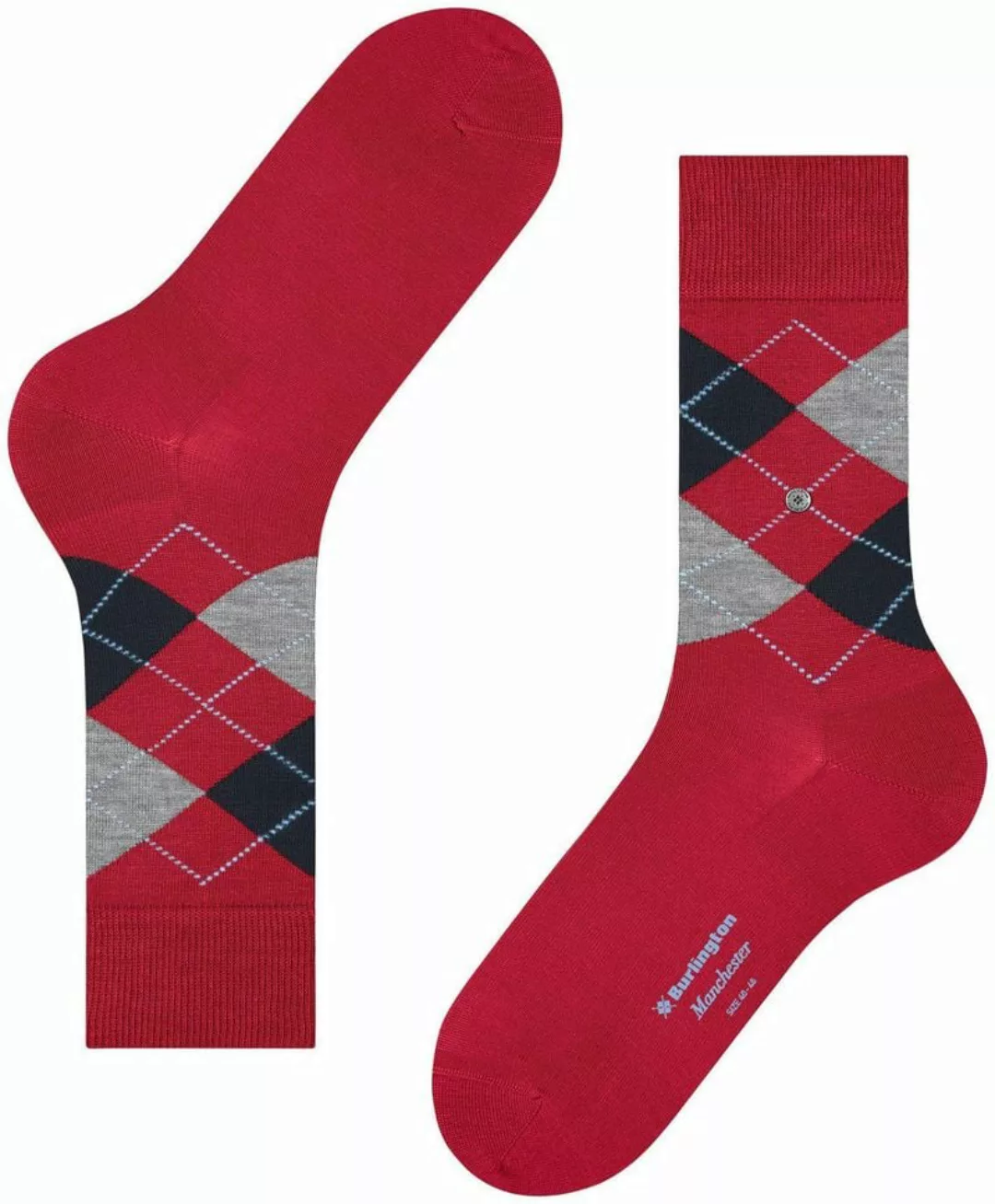 Burlington Manchester Socken Kariert Rot 8048 - Größe 40-46 günstig online kaufen