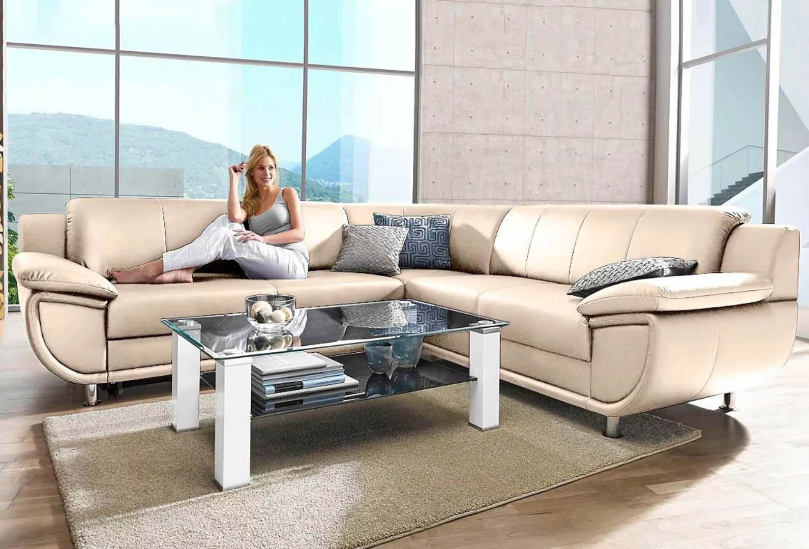 TRENDMANUFAKTUR Ecksofa "Rondo wahlweise mit Schlaffunktion, bequeme Armleh günstig online kaufen