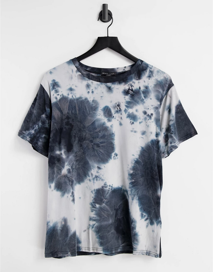 Brave Soul – Legeres T-Shirt mit Batikmuster-Blau günstig online kaufen