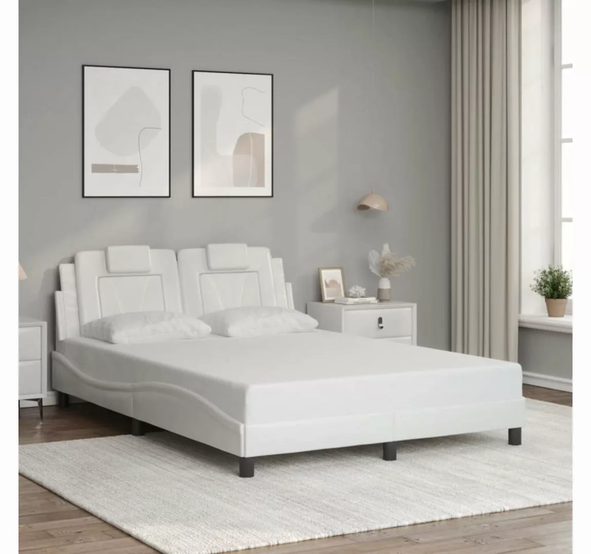 vidaXL Bett Bettgestell mit LED Weiß 120x200 cm Kunstleder günstig online kaufen