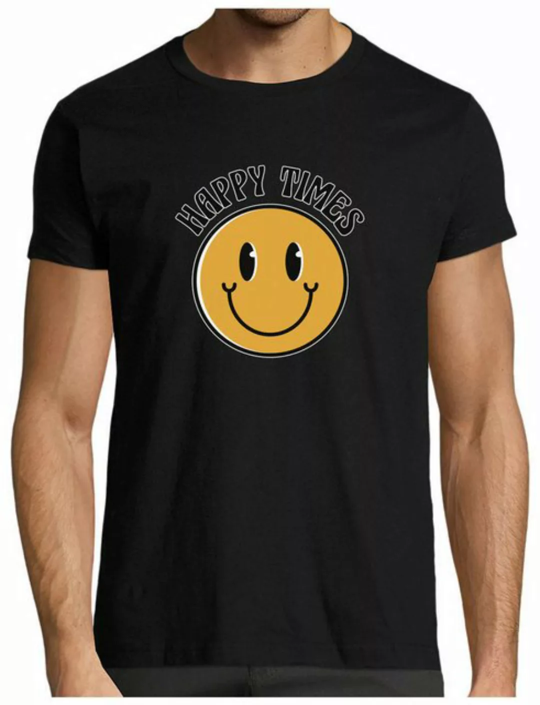 MyDesign24 T-Shirt Herren Print Shirt - Lächelndes gelbes Smiley Happy Time günstig online kaufen