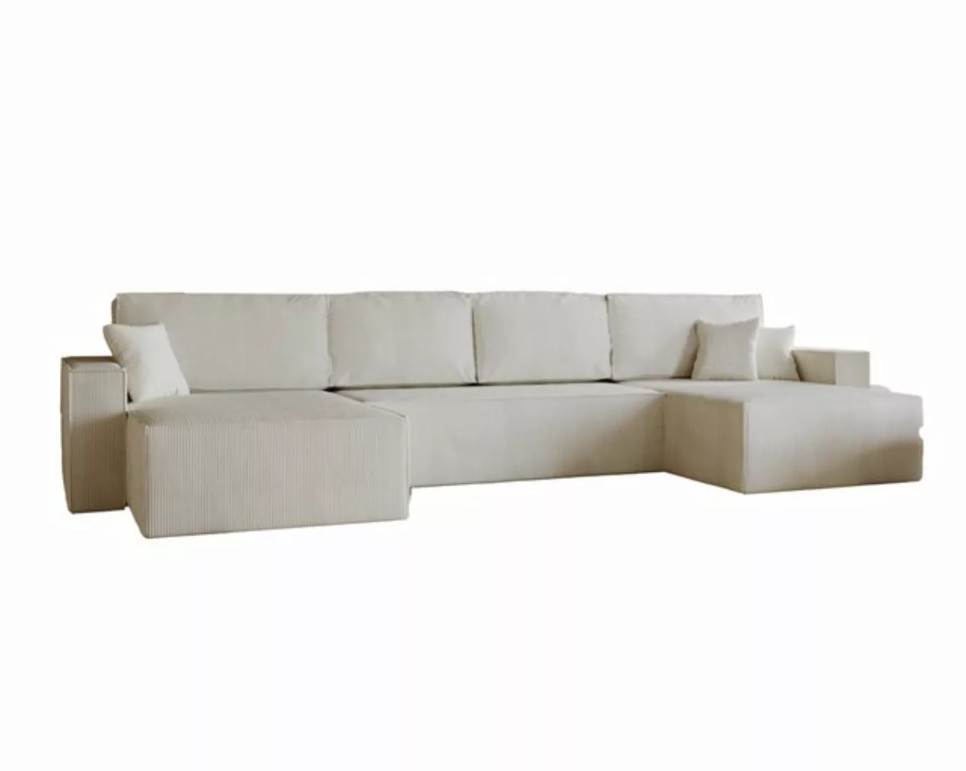 Goldstoff Ecksofa U Sofa mit Schlaffunktion Amalia U 377 cm- Sofa Cord günstig online kaufen