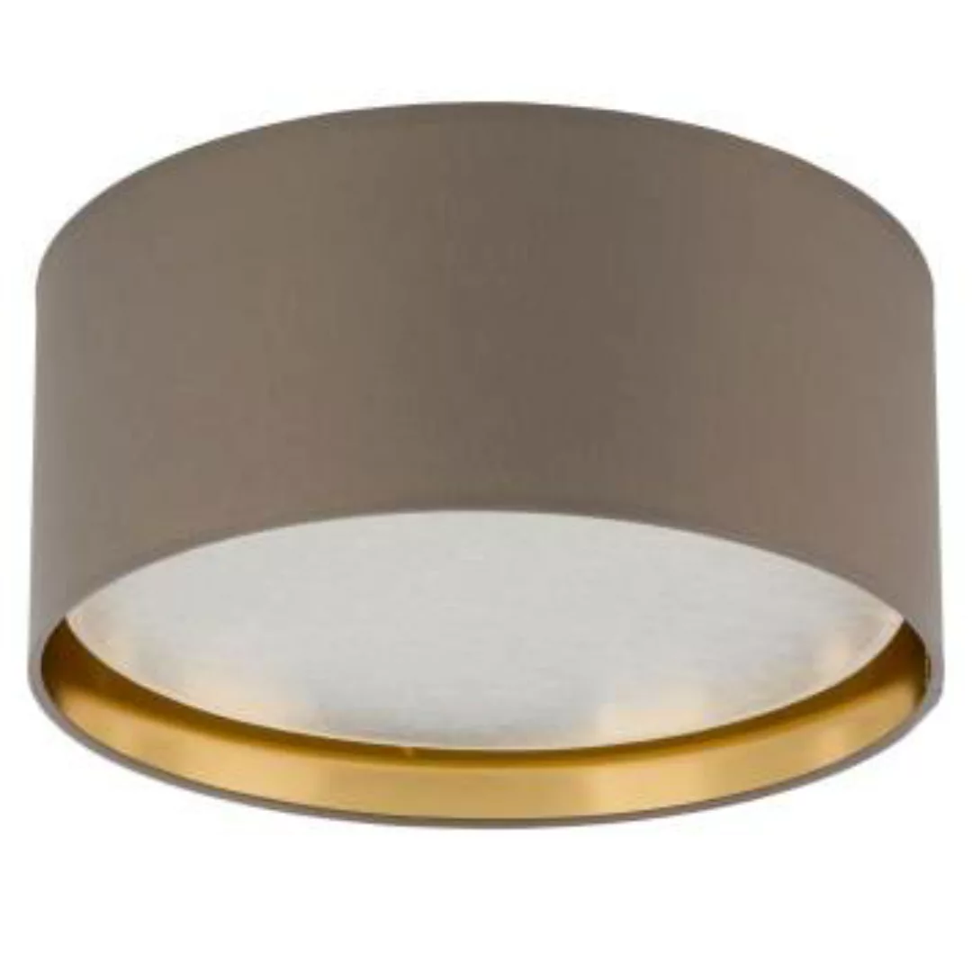 Deckenlampe Stoff rund Ø 45 cm Beige Gold blendarm günstig online kaufen