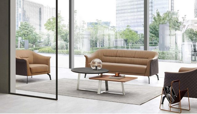 Xlmoebel Sofa 3-Sitzer und 1-Sitzer Designer-Sofa Set mit Couchtisch aus Le günstig online kaufen