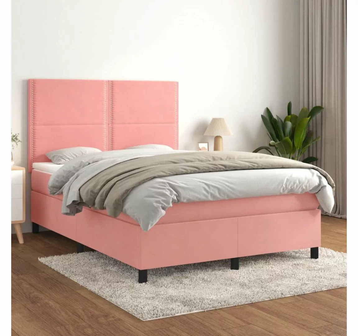 vidaXL Boxspringbett Bett Boxspringbett mit Matratze komplett Samt (140 x 2 günstig online kaufen