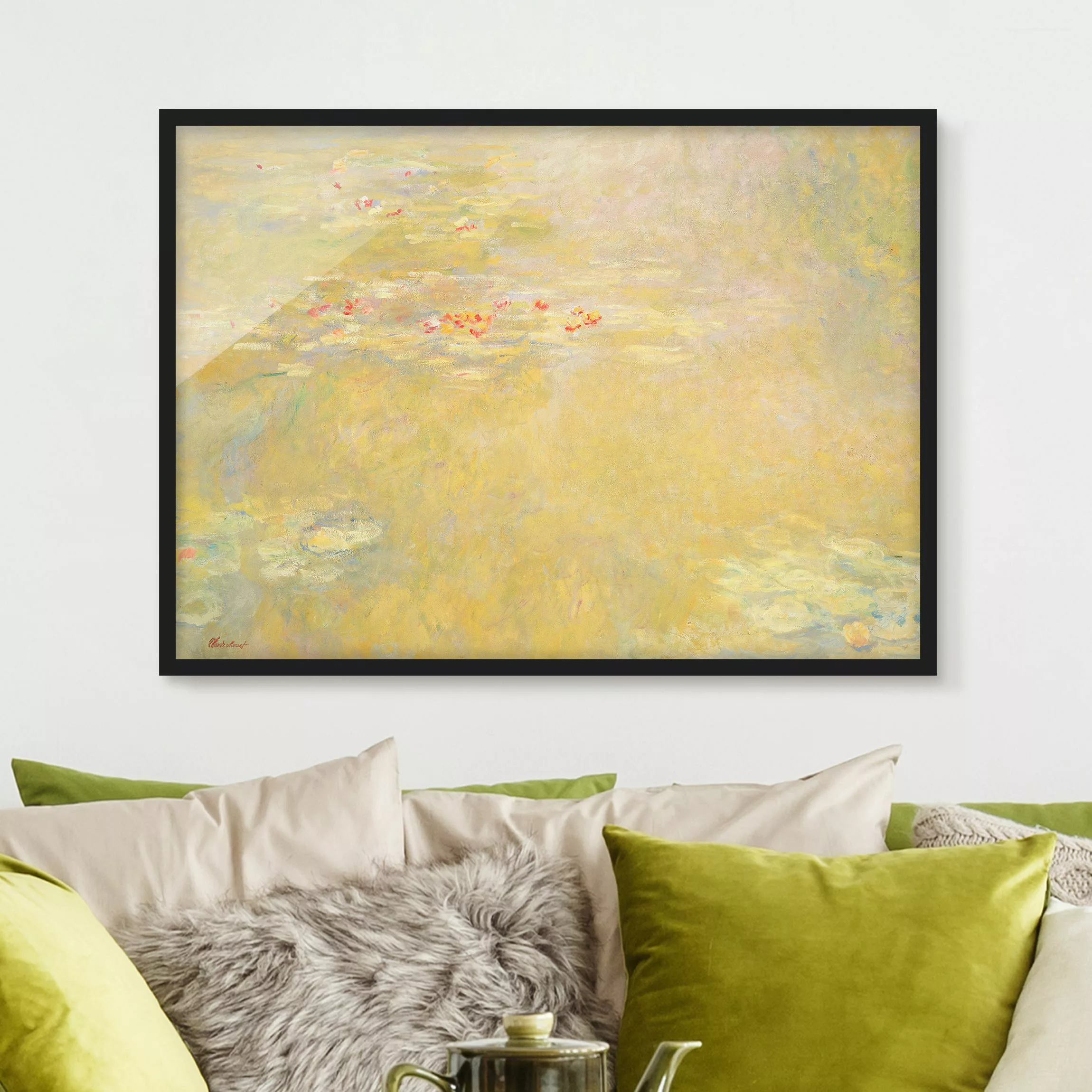 Bild mit Rahmen Kunstdruck - Querformat Claude Monet - Seerosenteich günstig online kaufen