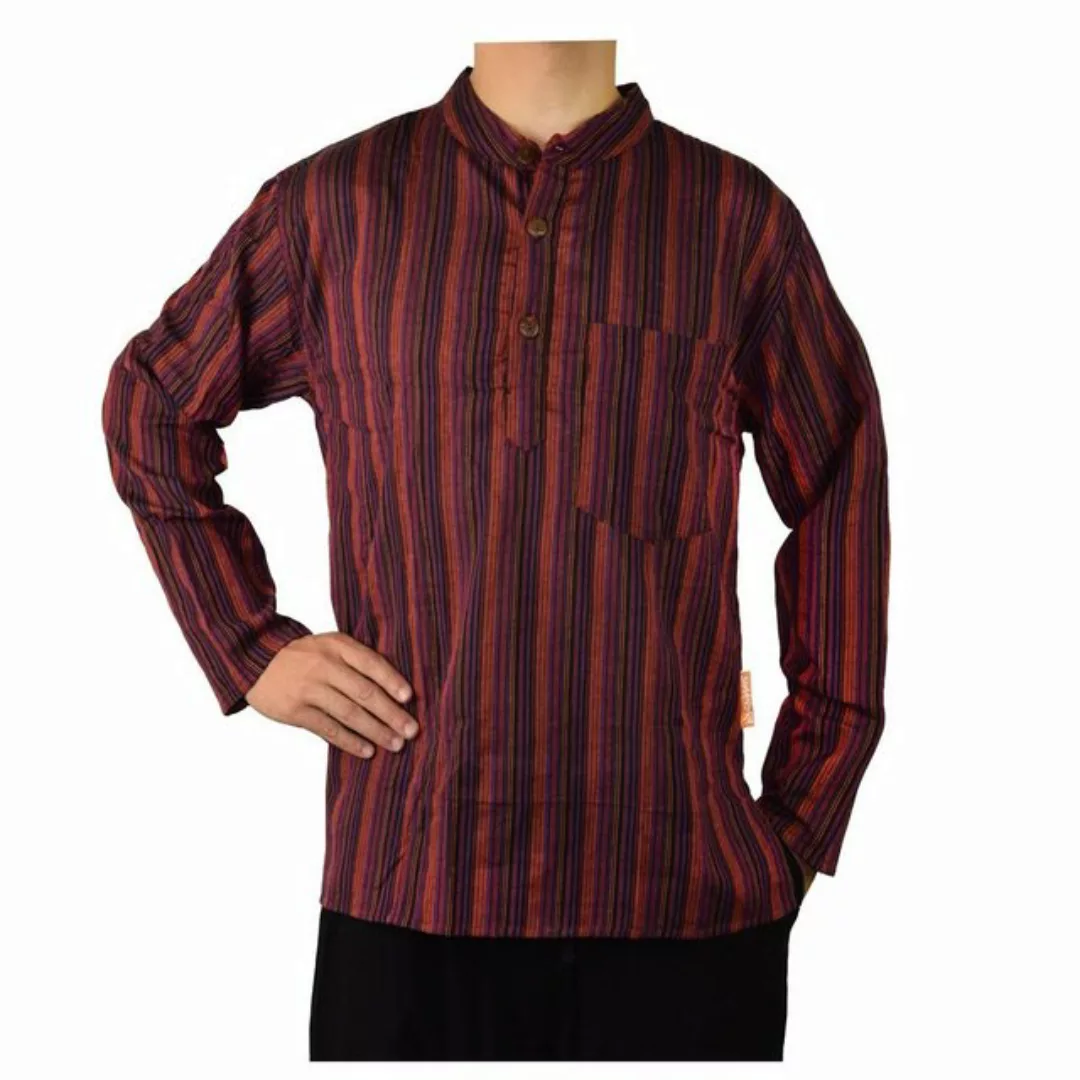 SIMANDRA Streifenhemd Herren Kurta Klassisch Gestreift Rot günstig online kaufen