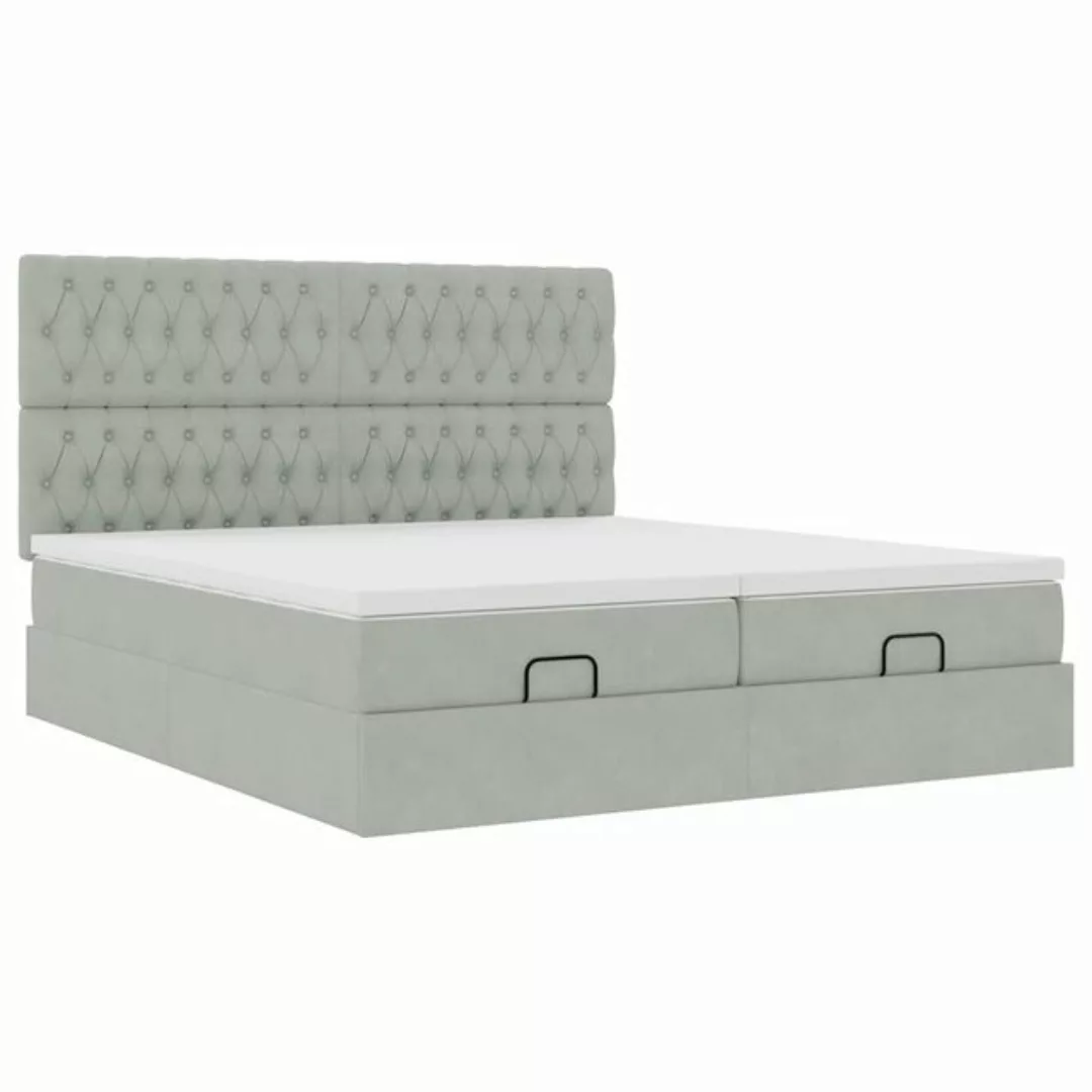 vidaXL Bett Ottoman-Bett mit Matratzen Hellgrau 160x200 cm Samt günstig online kaufen